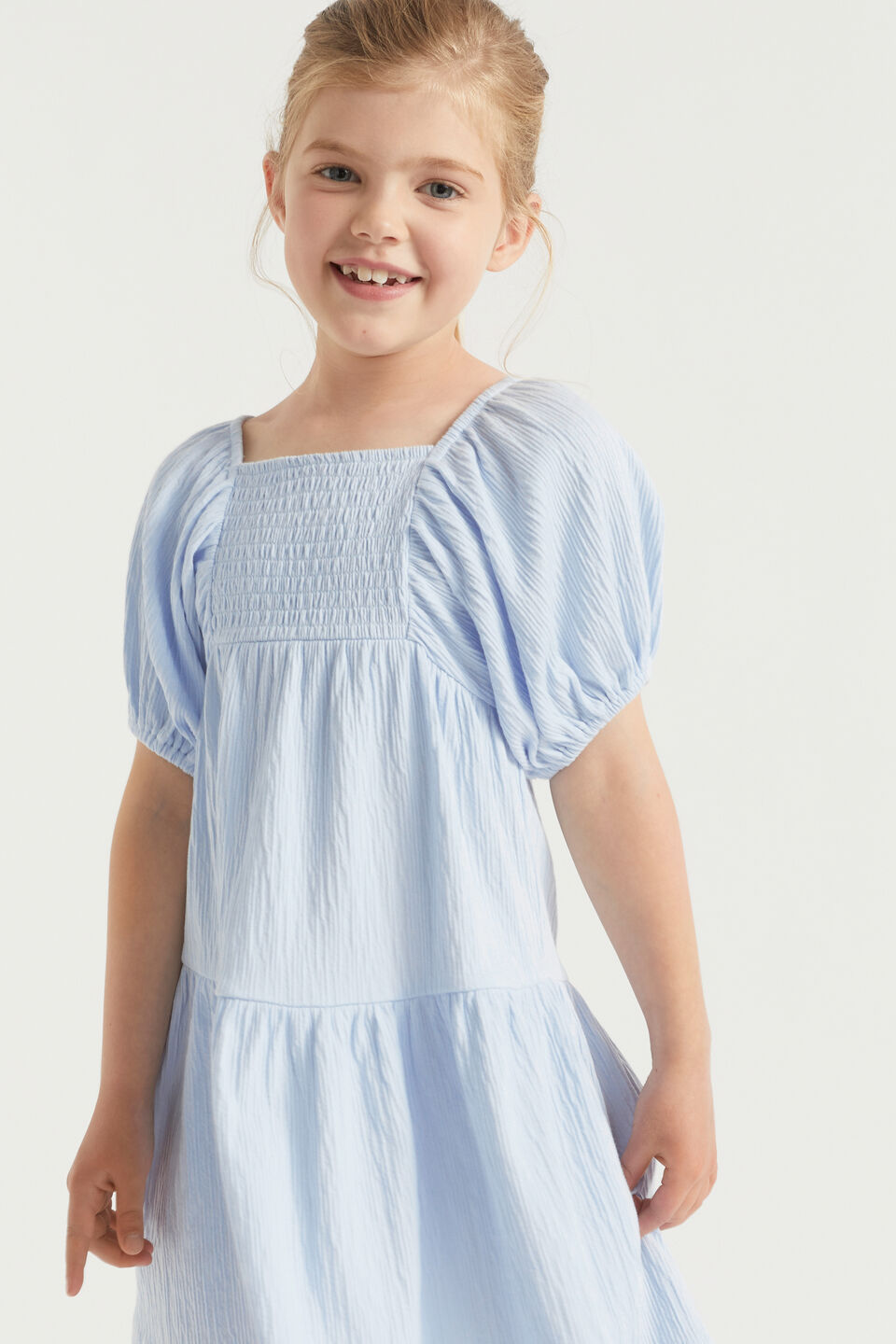 Textured Cotton Dress  Baby Blue