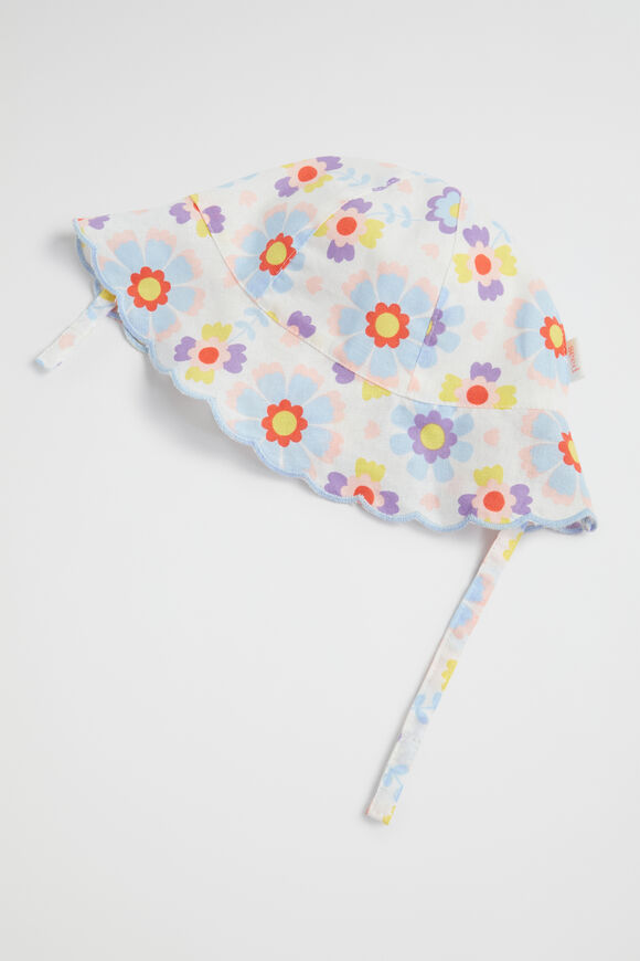 Scalloped Edge Floral Sun Hat  Multi  hi-res