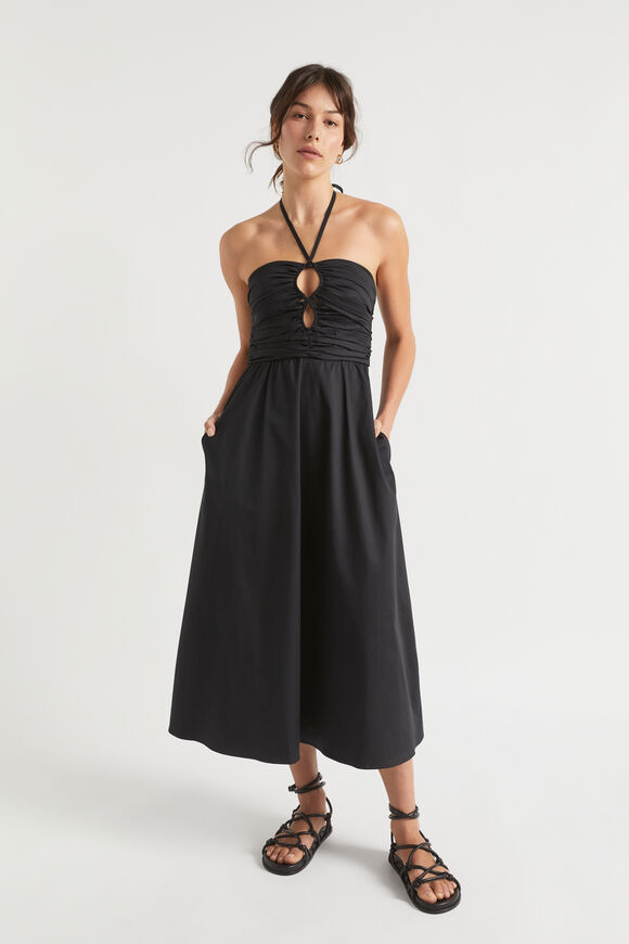 Tailored Halter Midi Dress  Black  hi-res