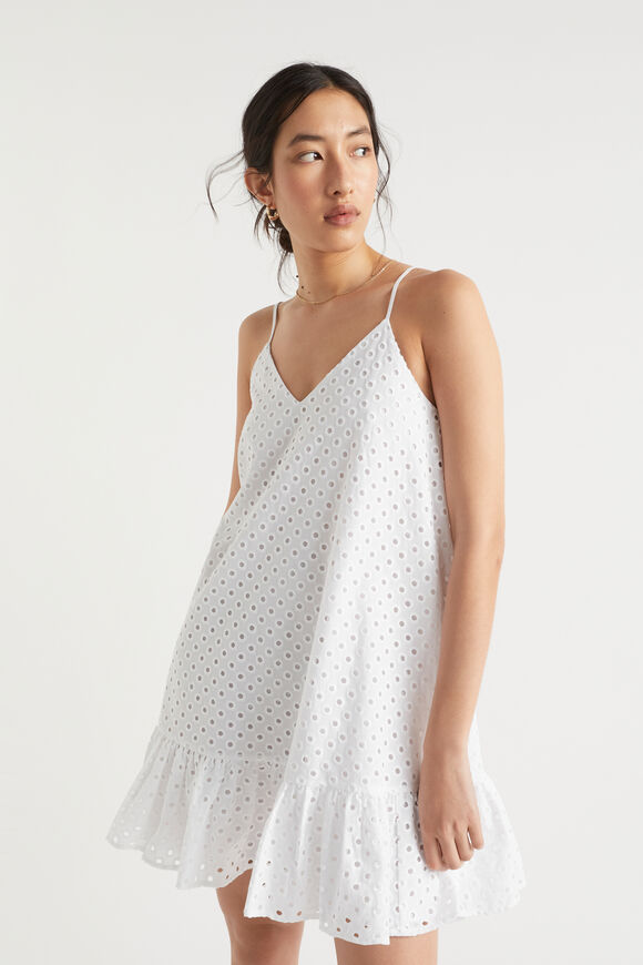 Broderie Swing Mini Dress  Whisper White  hi-res