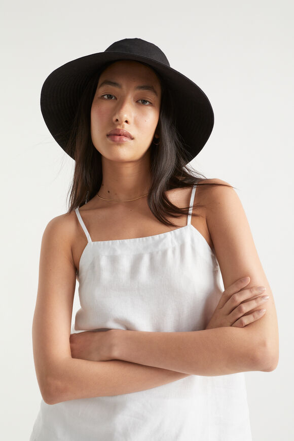 Linen Bucket Hat  Black  hi-res
