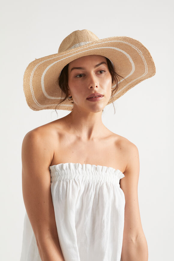 Stripe Wide Brim Panama  Natural Cream  hi-res