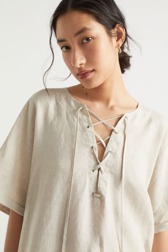 Linen Tie Up Kaftan  Natural  hi-res