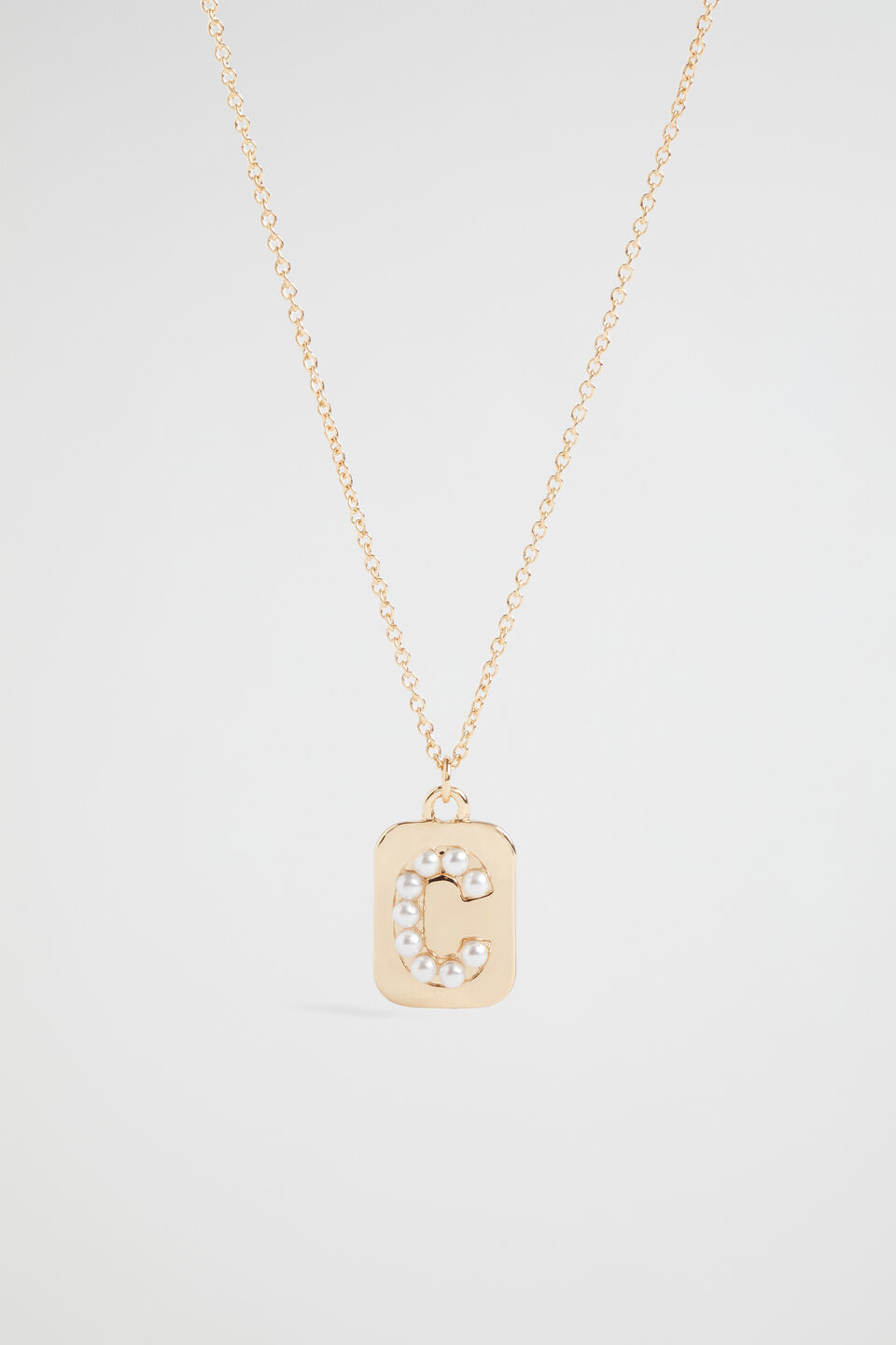 Pearl Initial Necklace  C
