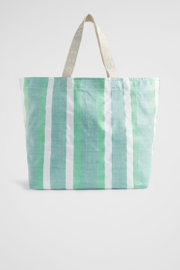 Logo Stripe Tote  Deep Teal Stripe  hi-res