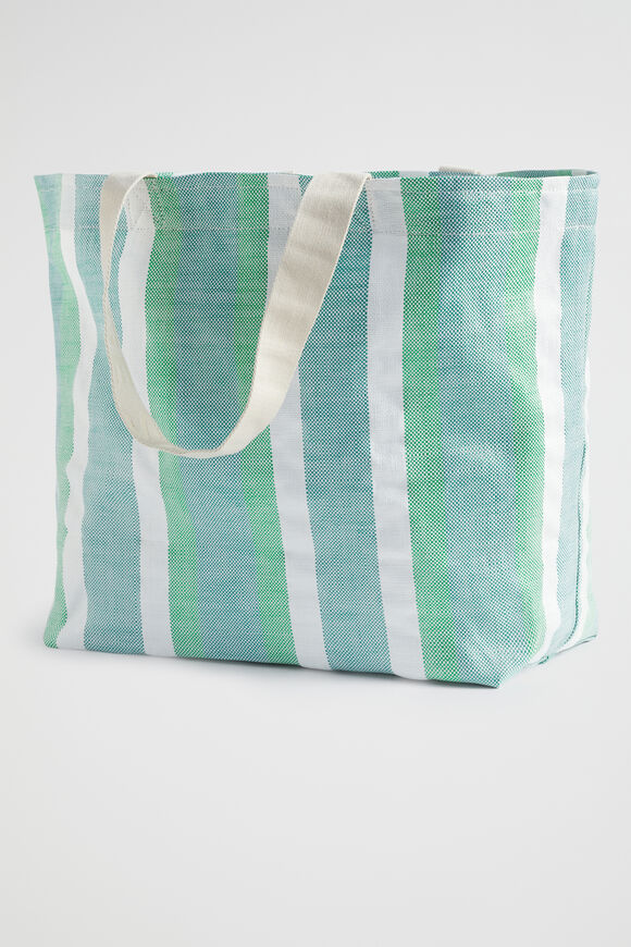 Logo Stripe Tote  Deep Teal Stripe  hi-res