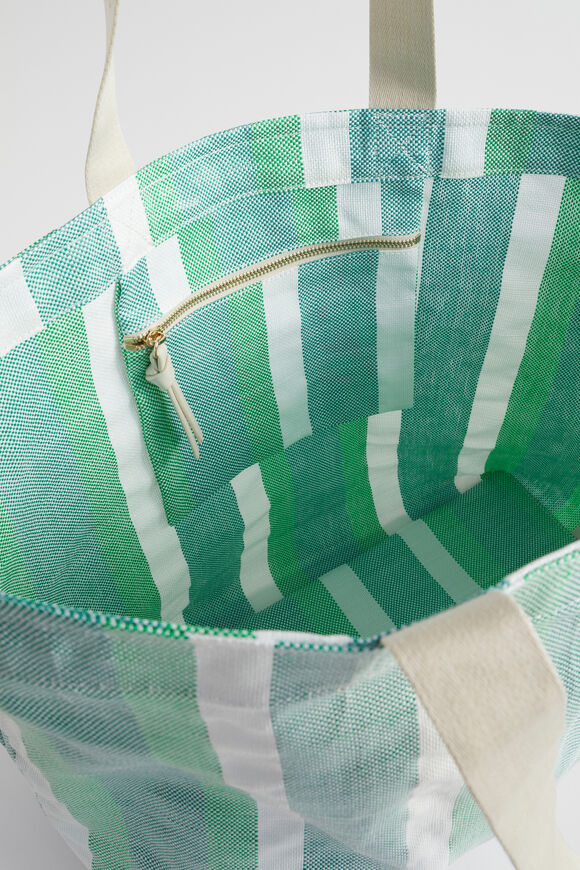 Logo Stripe Tote  Deep Teal Stripe  hi-res