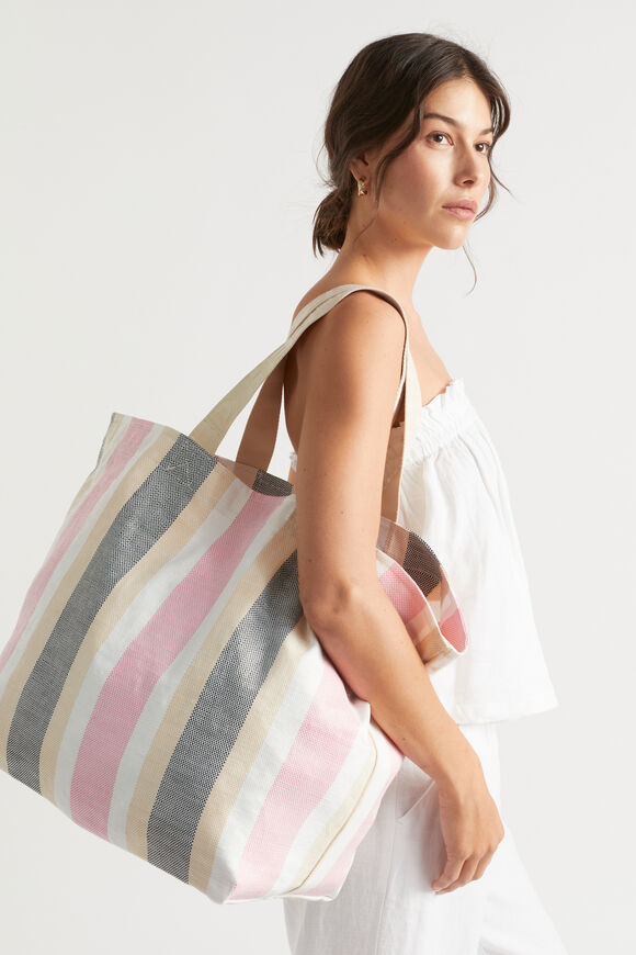 Logo Stripe Tote  Soft Orchid Multi  hi-res