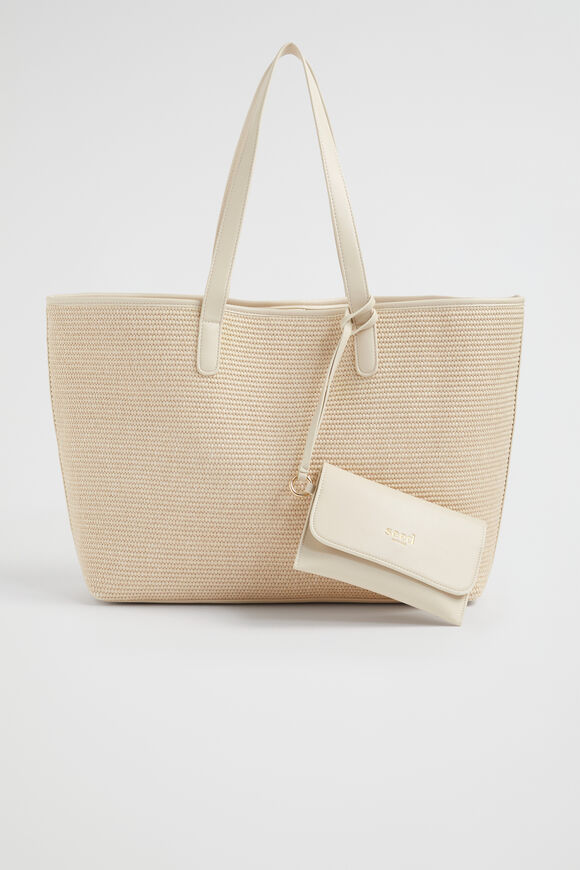 Straw Essential Tote  Stone  hi-res