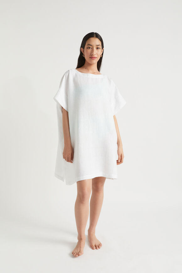 Linen Boatneck Kaftan  White  hi-res