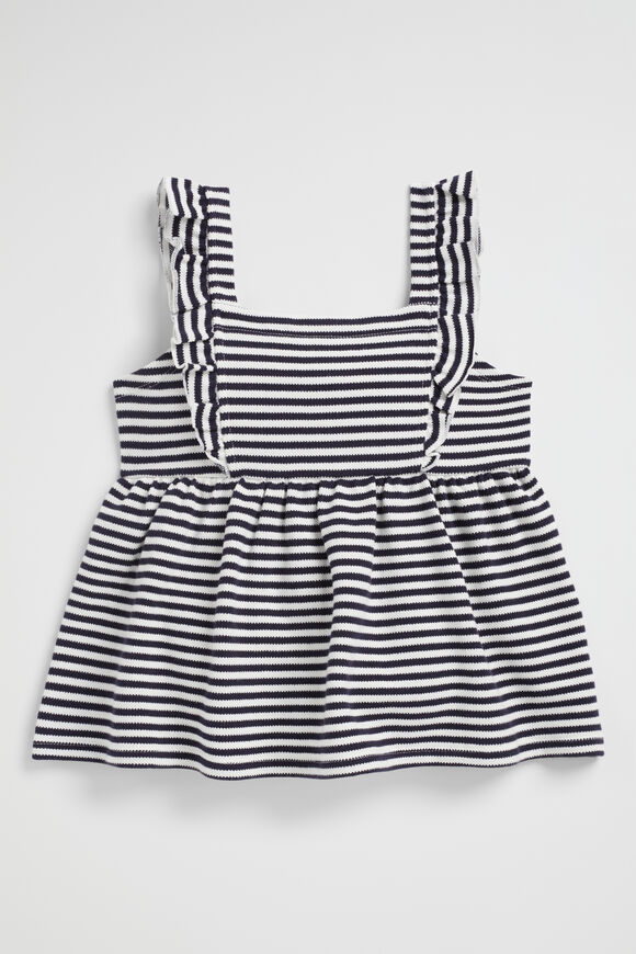 Pique Frill Top  Midnight Stripe  hi-res