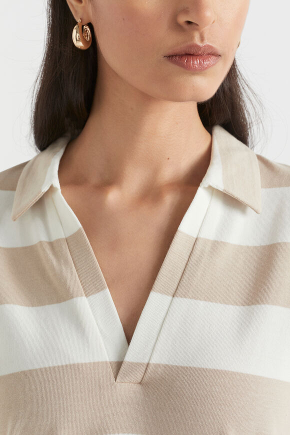 Polo Tee Dress  Sheer Beige Stripe  hi-res