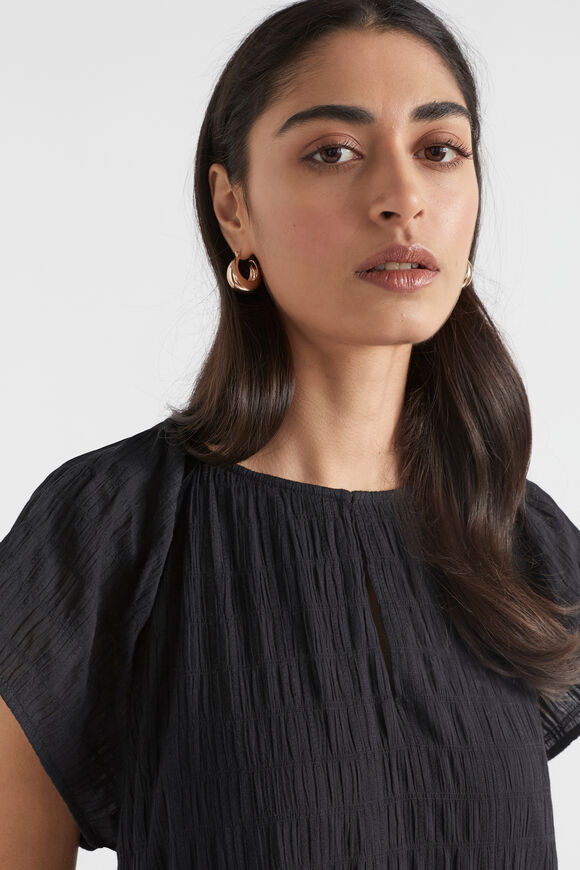 Textured Relaxed Midi Dress  Black  hi-res