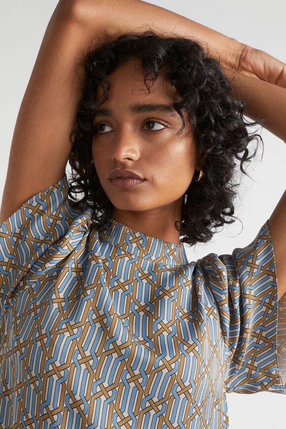 Linear Retro Mini Dress  Deep Brass Retro  hi-res