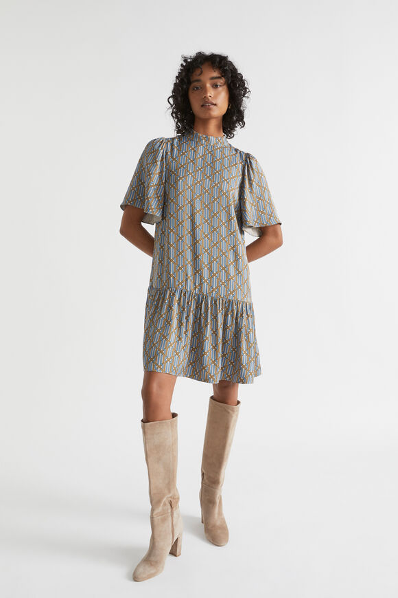 Linear Retro Mini Dress  Deep Brass Retro  hi-res