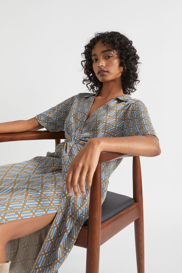 Linear Retro Midi Dress  Deep Brass Retro  hi-res