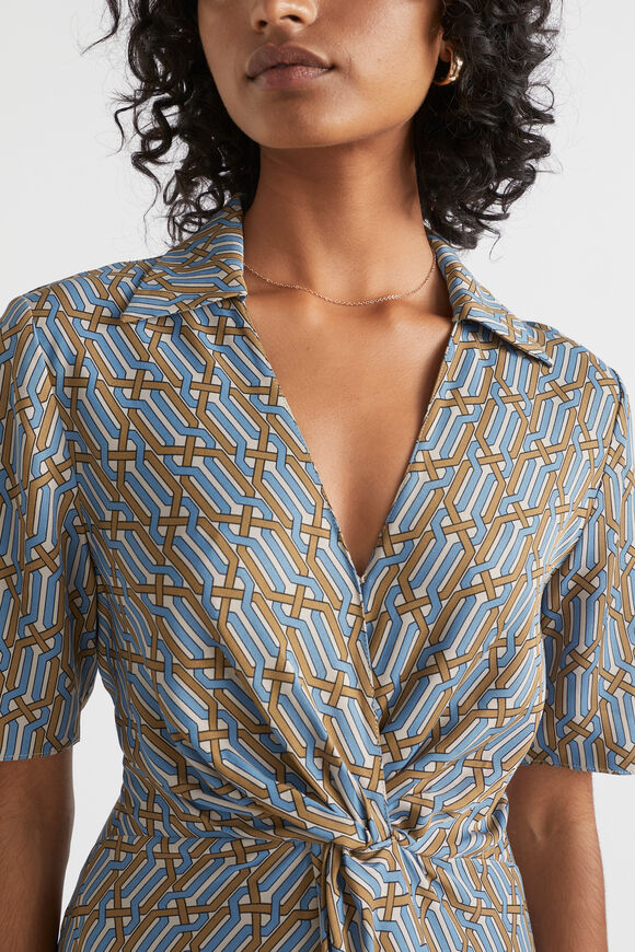 Linear Retro Midi Dress  Deep Brass Retro  hi-res