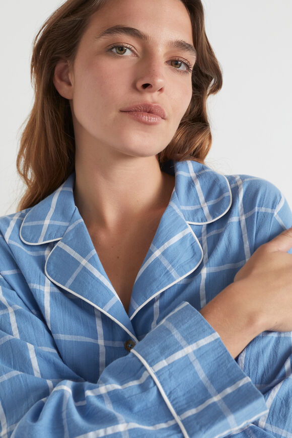 Seersucker Grid Sleep Shirt  Azure  hi-res