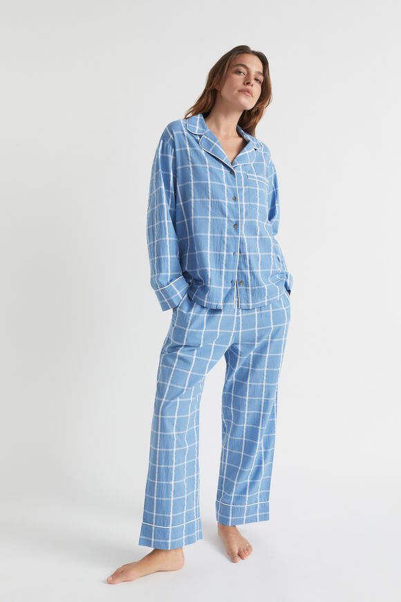 Seersucker Grid Sleep Shirt  Azure  hi-res