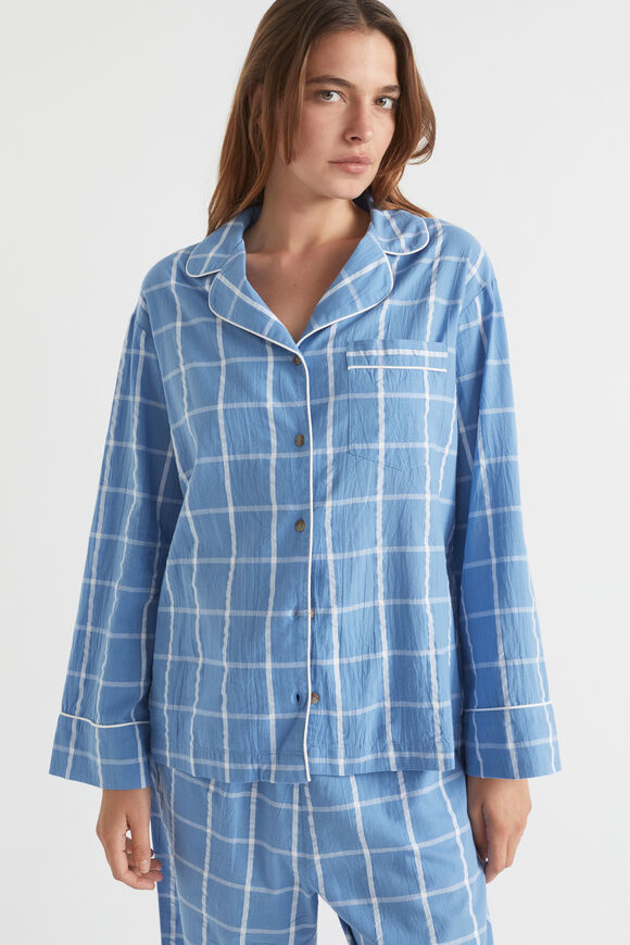 Seersucker Grid Sleep Shirt  Azure  hi-res