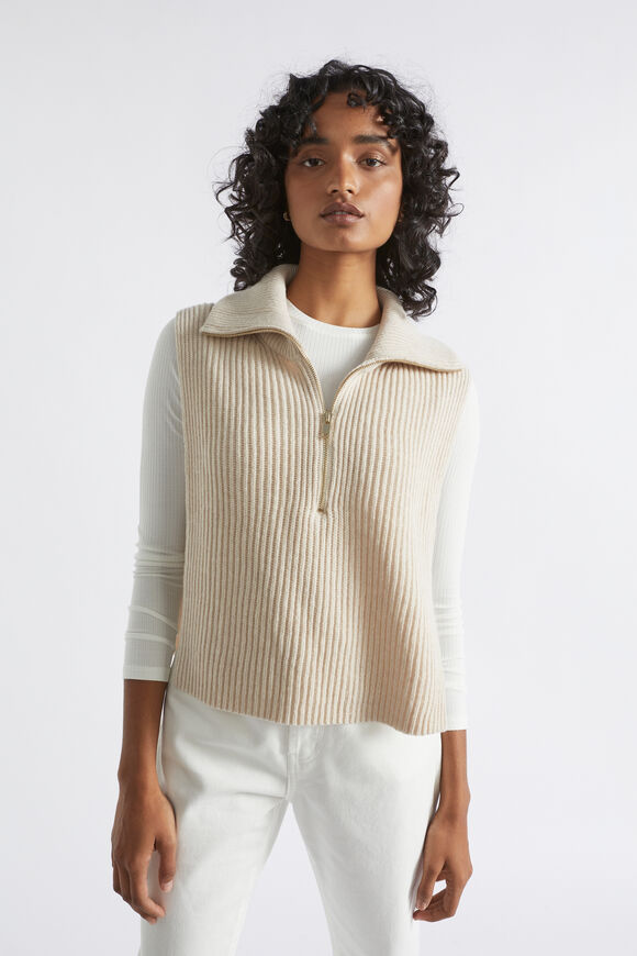 Zip Collared Bib  Vanilla  hi-res