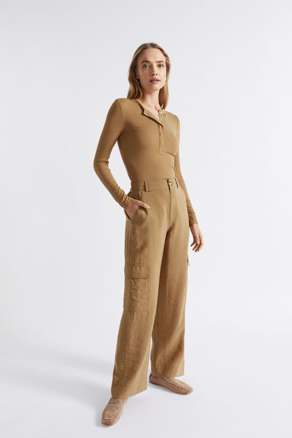 Core Rib Henley Top  Deep Brass  hi-res