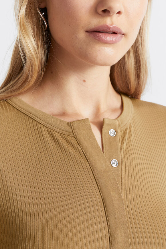 Core Rib Henley Top  Deep Brass  hi-res