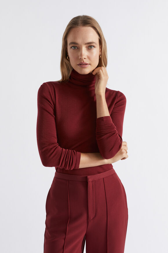 Babywool Roll Neck Top  Sangria  hi-res