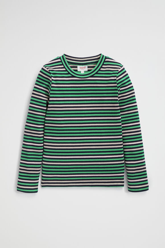 Multi Stripe Rib Tee  Midnight Multi  hi-res