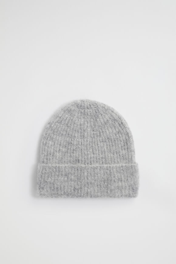 Fluffy Knit Beanie  Grey Marle  hi-res