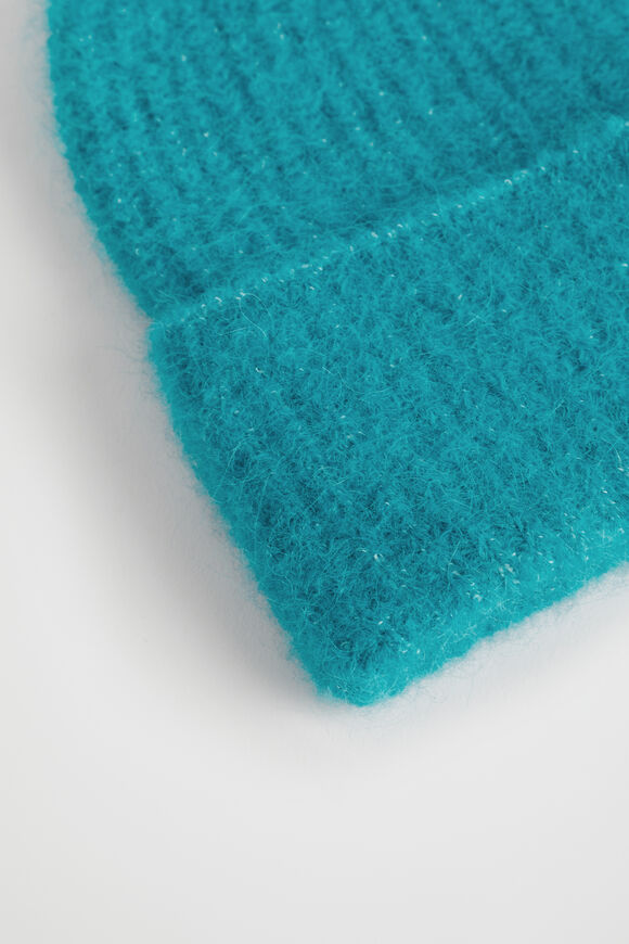 Fluffy Knit Beanie  Peacock Blue  hi-res