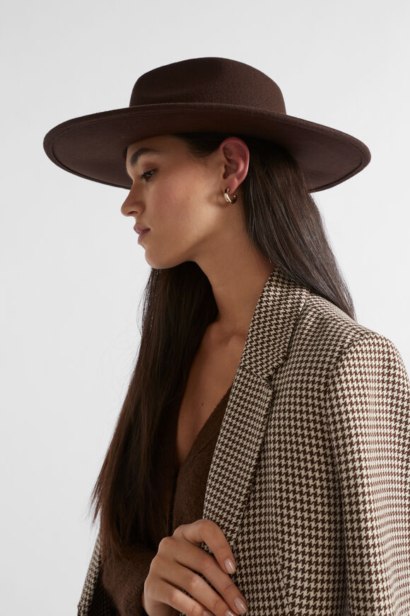 Felt Trim Detail Fedora  Hot Chocolate  hi-res