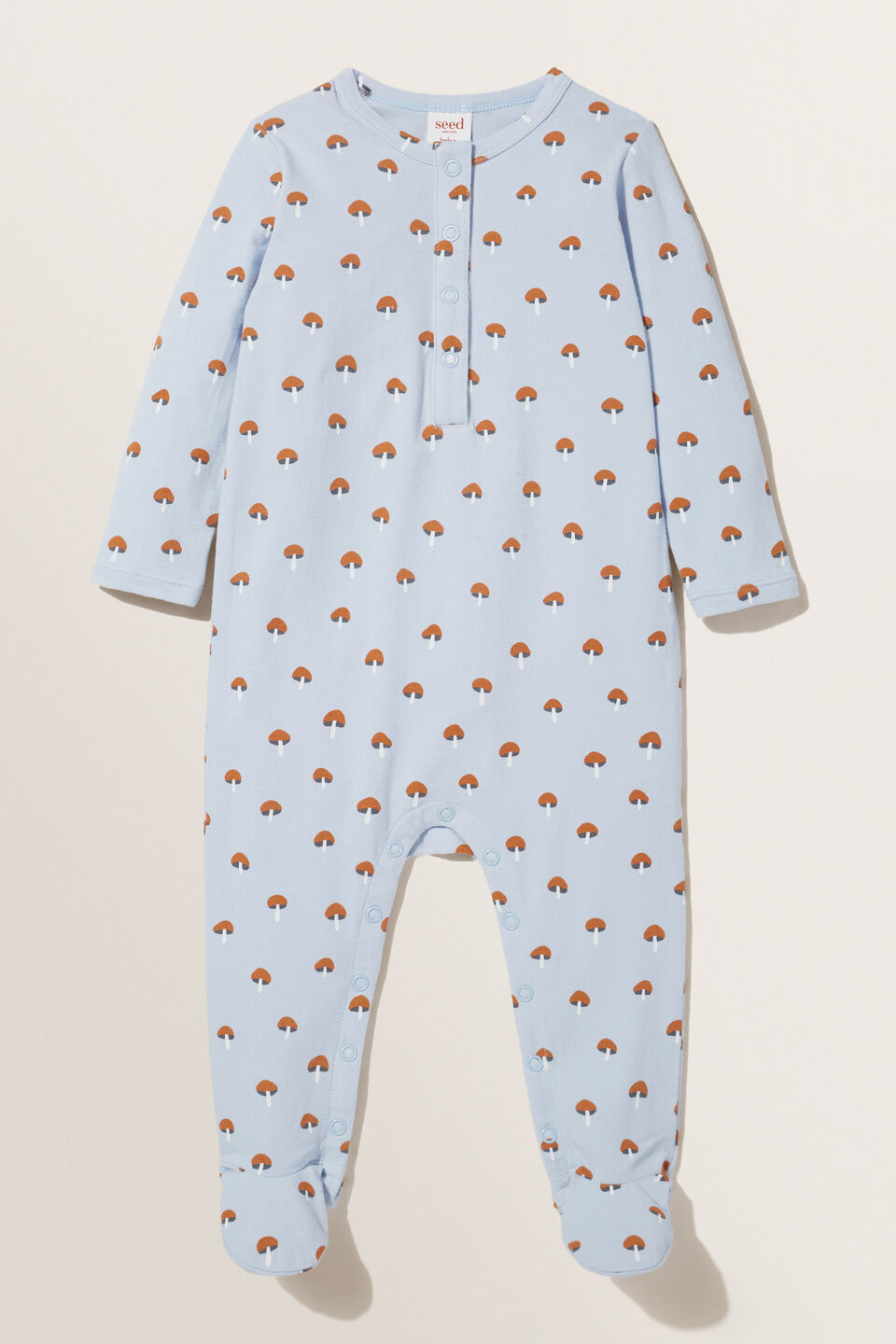 Mushroom Henley Jumpsuit  Powder Blue