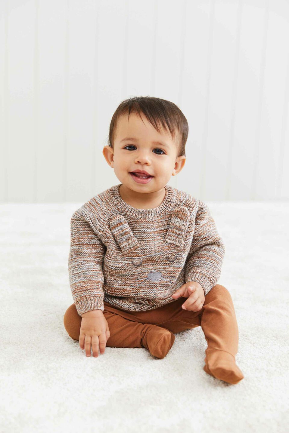 Knitted Raglan Bunny Sweater  Multi