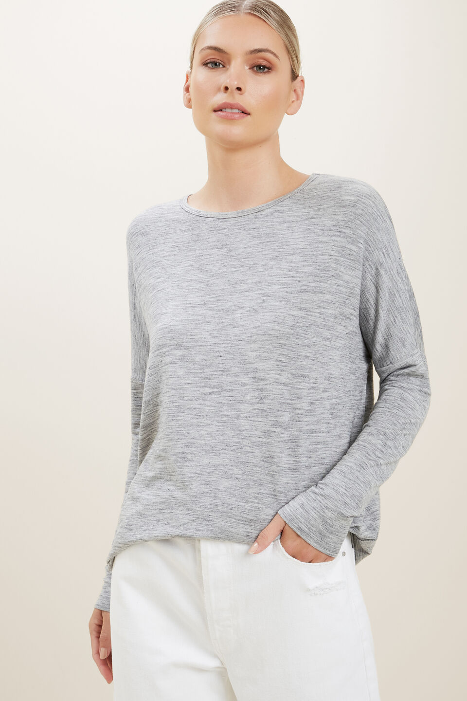 Spacedye Hi-Low Sweater  Stormy Grey Spacedye