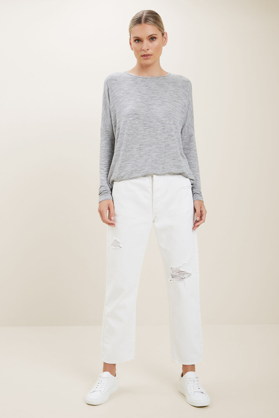 Spacedye Hi-Low Sweater  Stormy Grey Spacedye