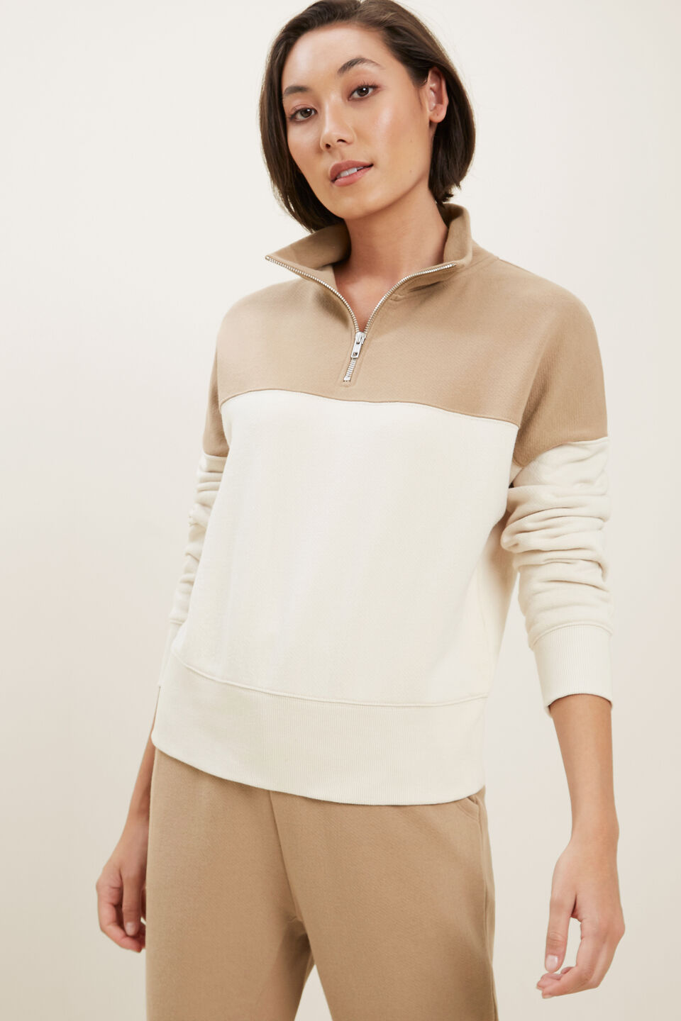 Colour Blocked Sweater  Honey Dew Splice