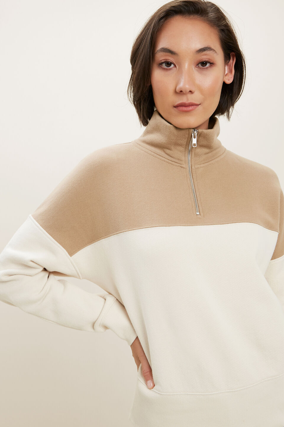 Colour Blocked Sweater  Honey Dew Splice