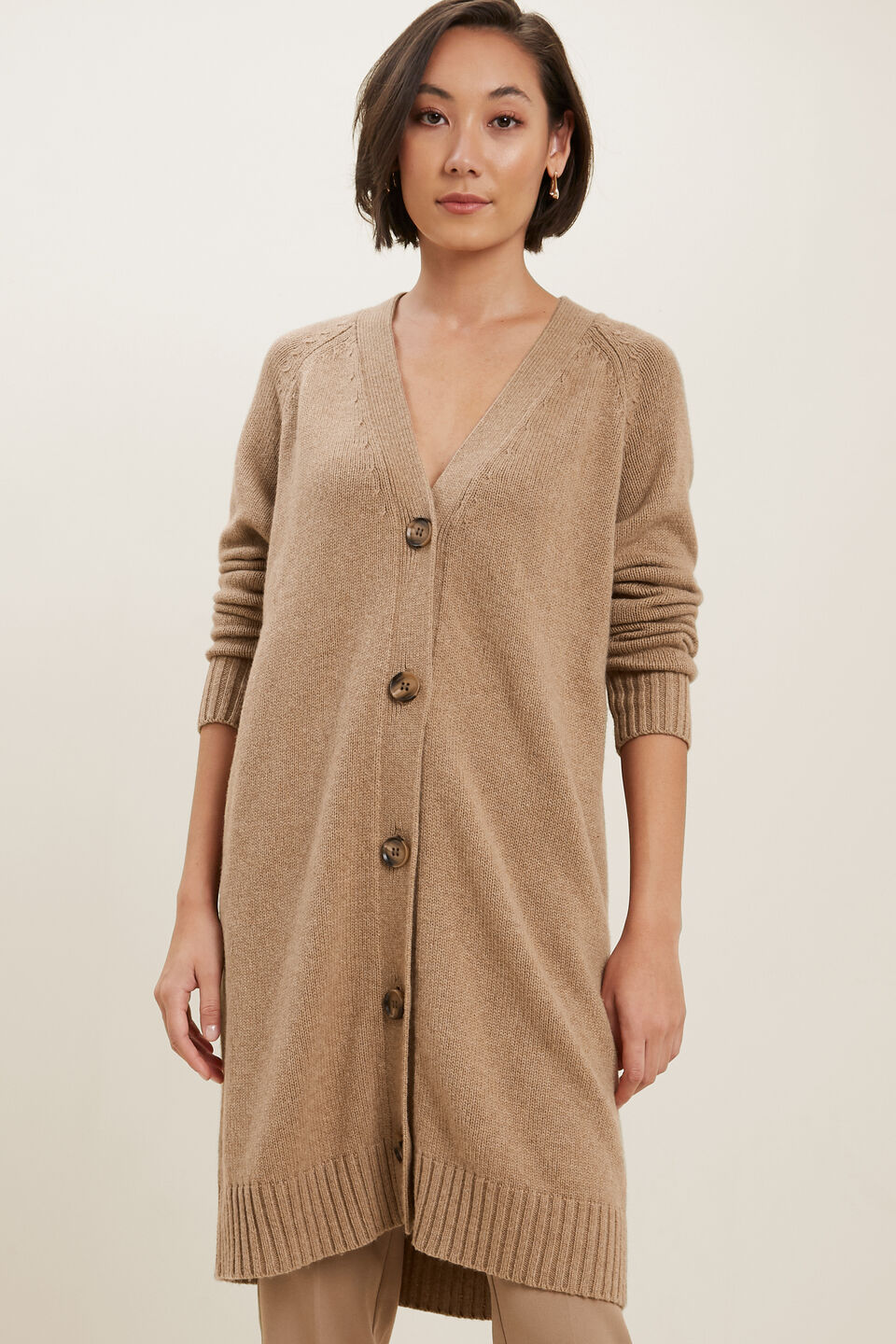 Wool Blend Cardigan  Honey Dew Marle