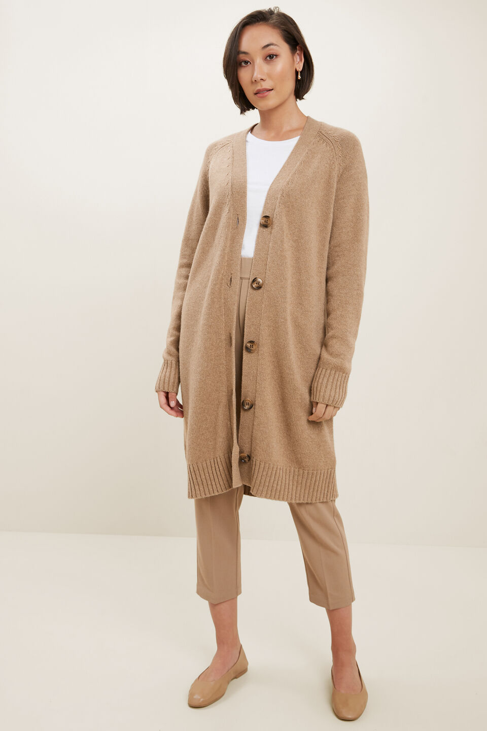 Wool Blend Cardigan  Honey Dew Marle