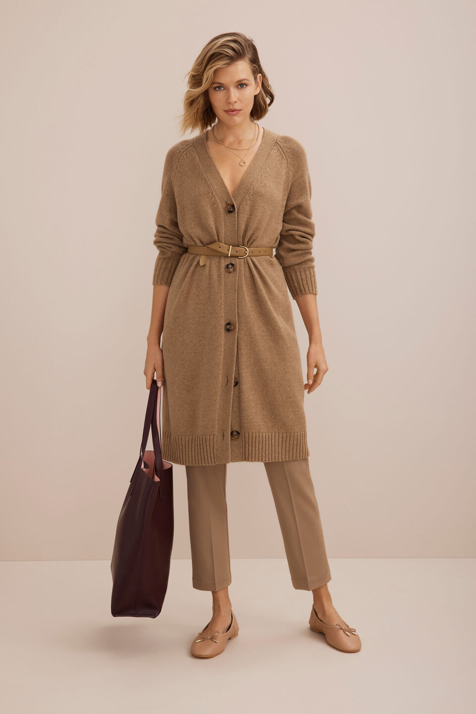 Wool Blend Cardigan  Honey Dew Marle