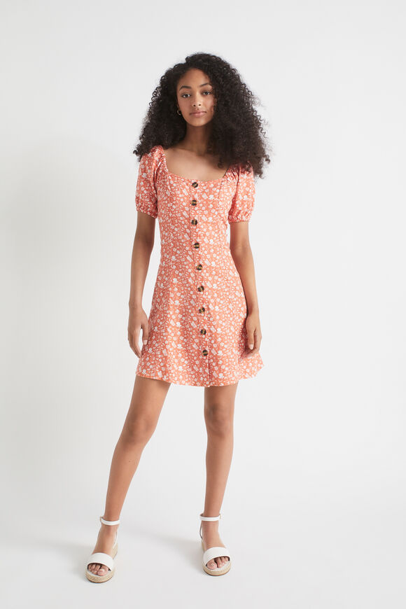 Floral Linen Dress  Ginger Spice  hi-res