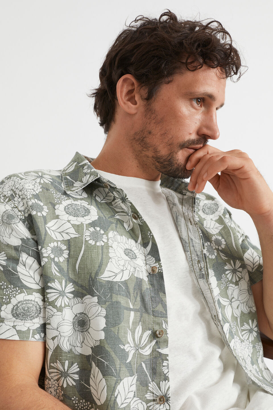 Mens Linen Shirt  Eucalyptus