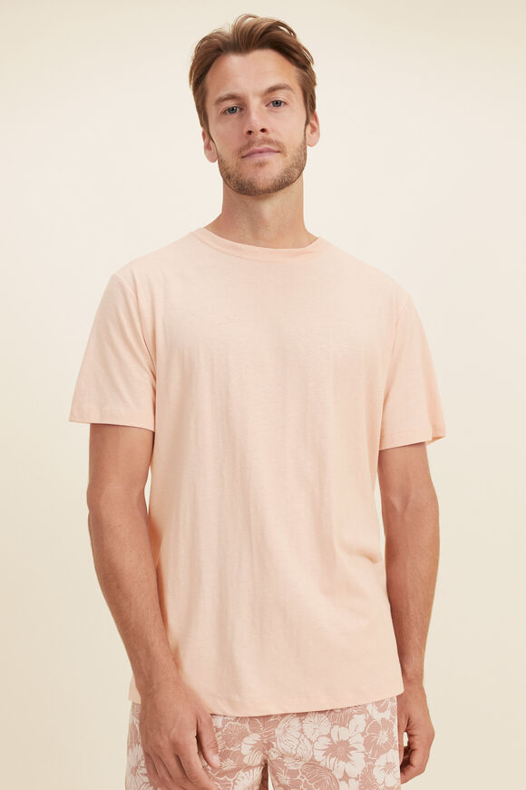 Mens Linen Tee  Faded Peach  hi-res