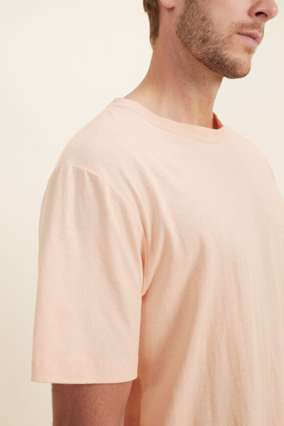 Mens Linen Tee  Faded Peach  hi-res