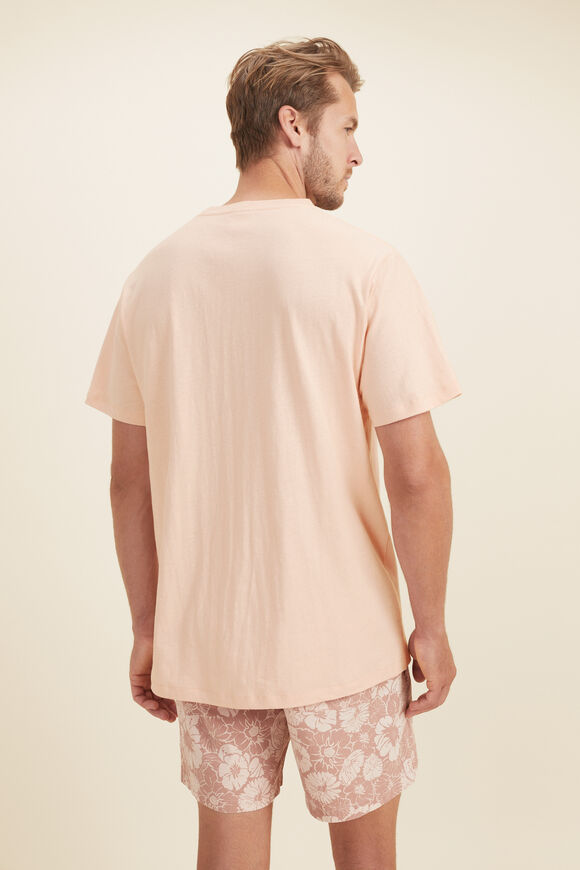 Mens Linen Tee  Faded Peach  hi-res