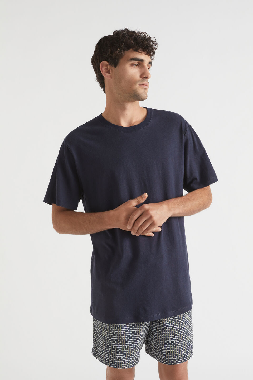 Mens Linen Tee  Midnight Blue
