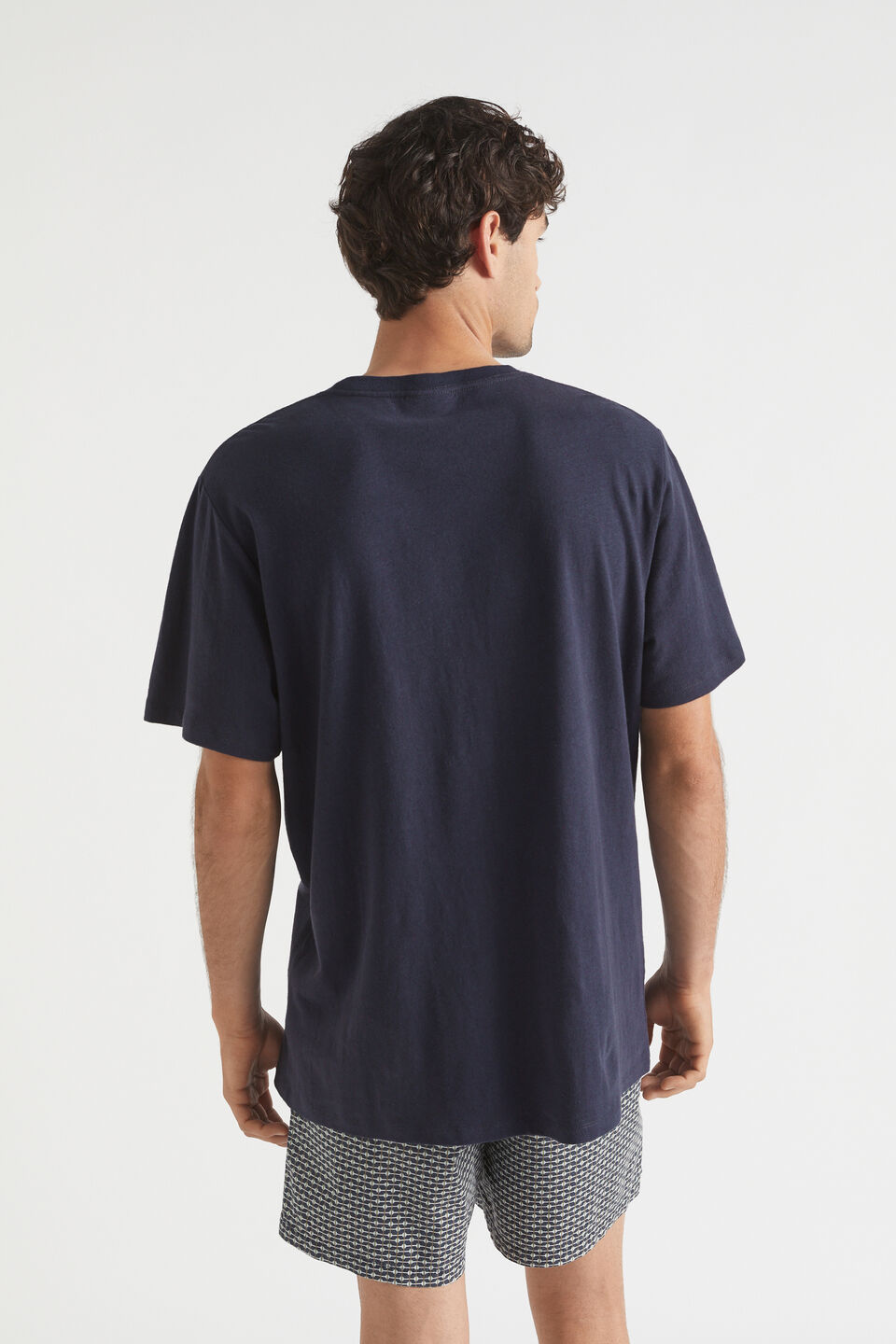 Mens Linen Tee  Midnight Blue