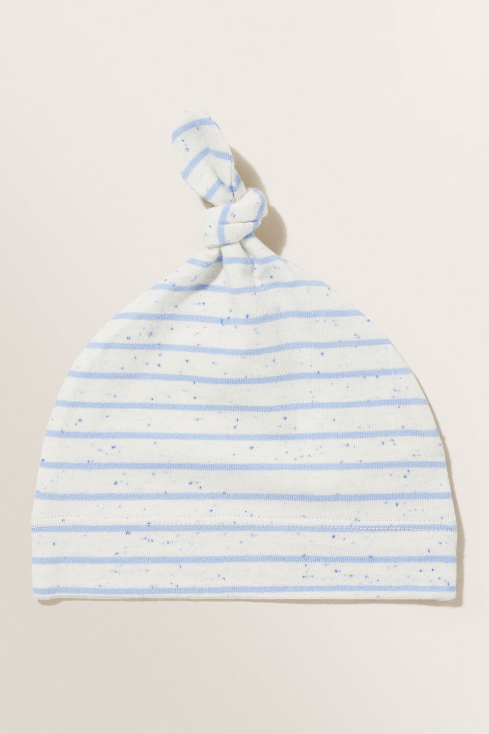 Stripe Knot Hat  Blue Speckle
