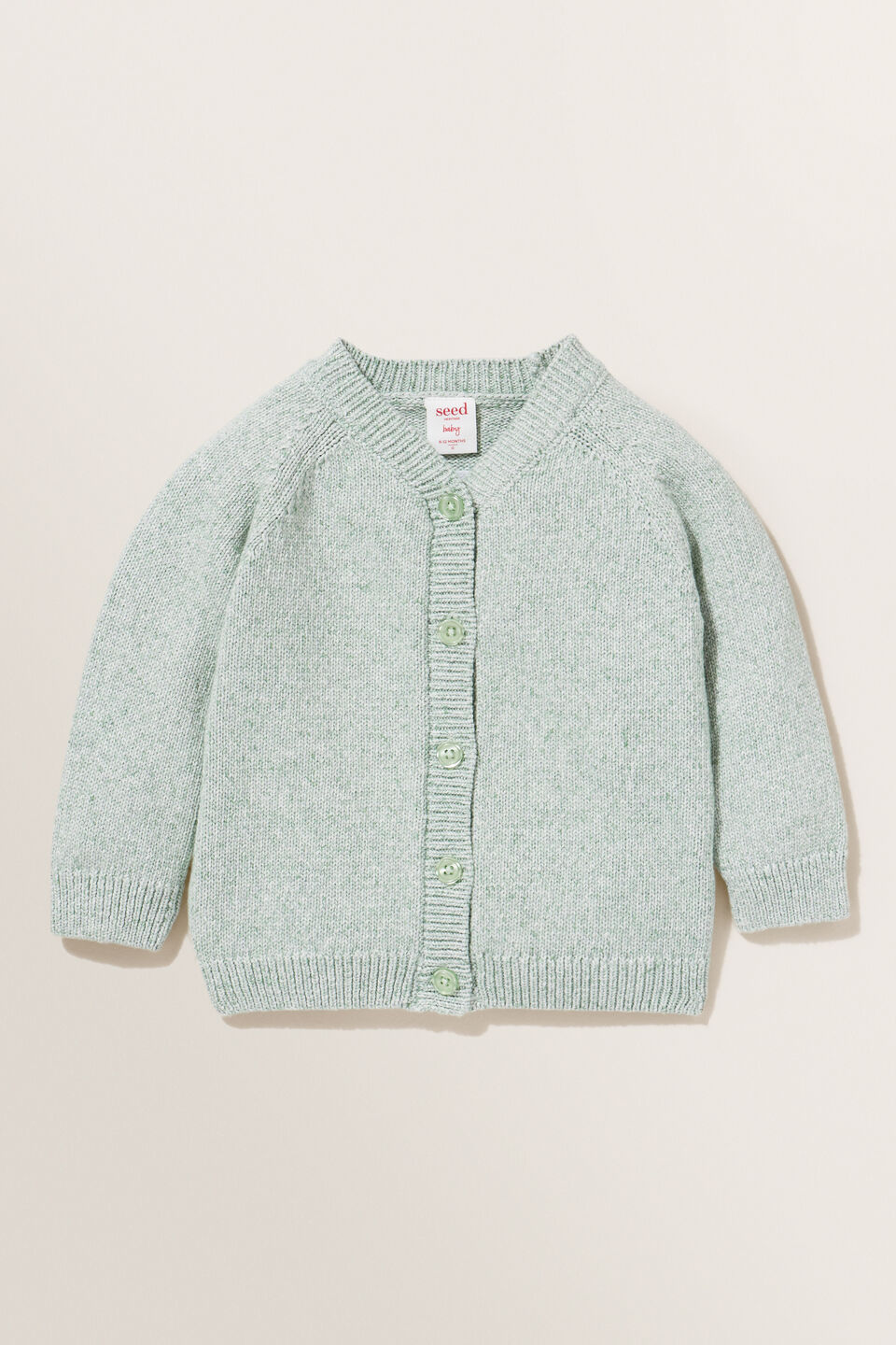 Knitted Raglan Cardigan  Snap Pea